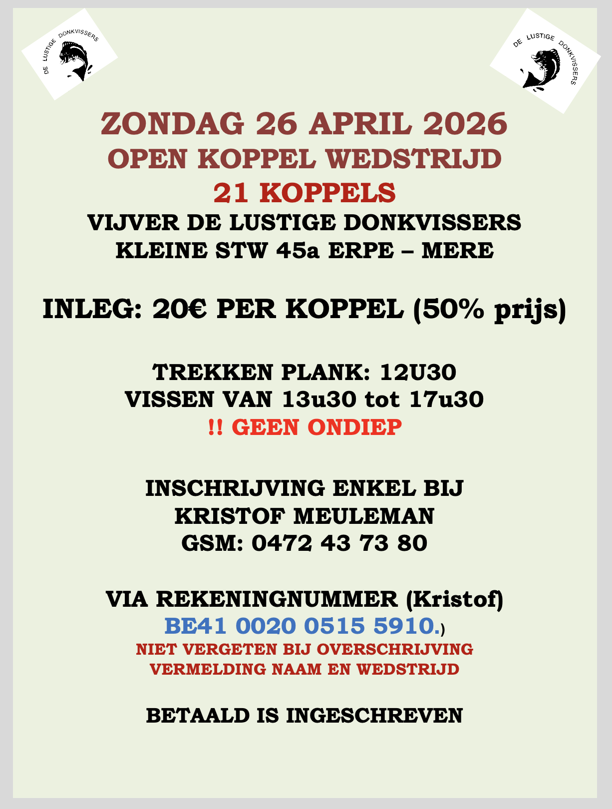 OPEN KOPPEL op Zondag 26 April
